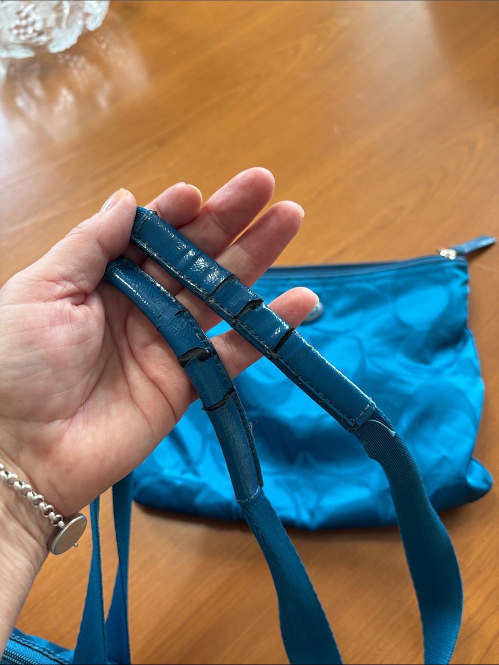 Coach Teal Signature Jacquard Tote - Picture 9 of 9